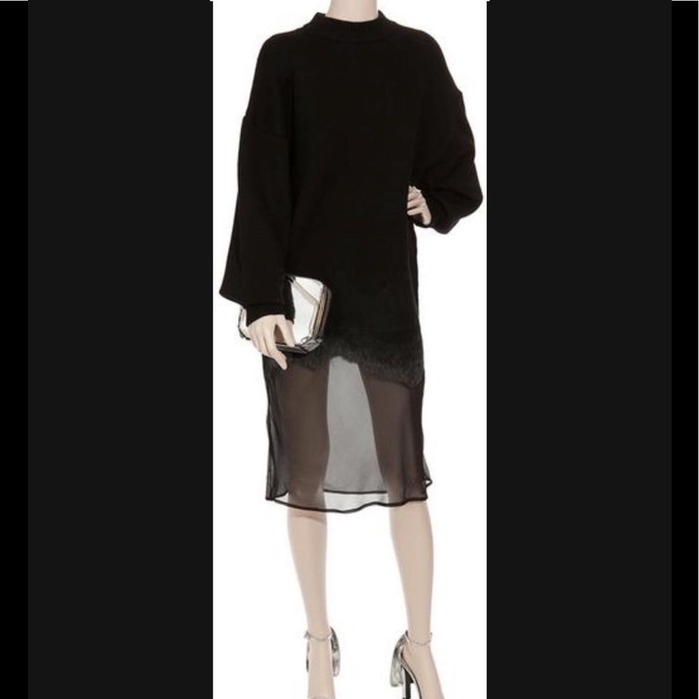 NWOT ALEXANDER WANG Sustainable Mixed Media Silk/Wool Dress Whimsigoth Fairy XS - Picture 4 of 10